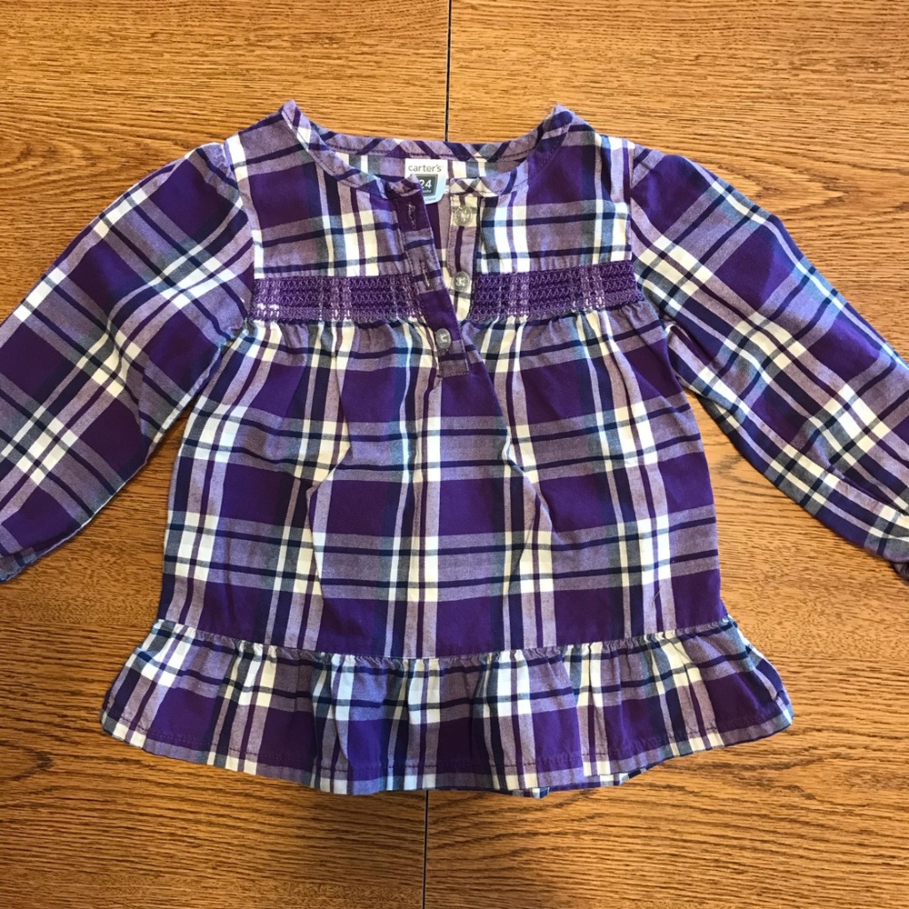 💜 Carter’s Purple Plaid Long Sleeve
